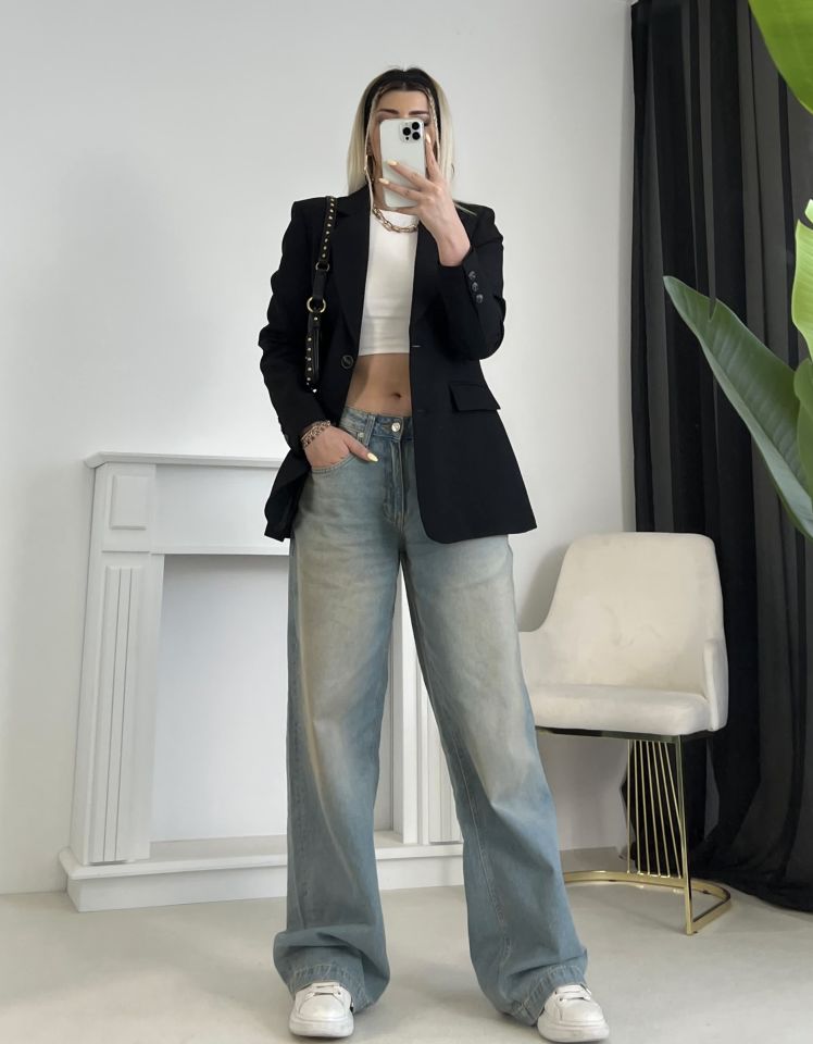 Eskitme Detay Baggy Jean