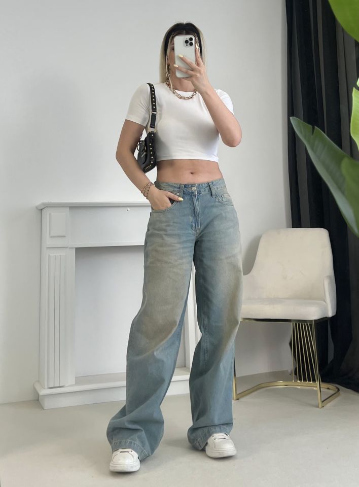 Eskitme Detay Baggy Jean