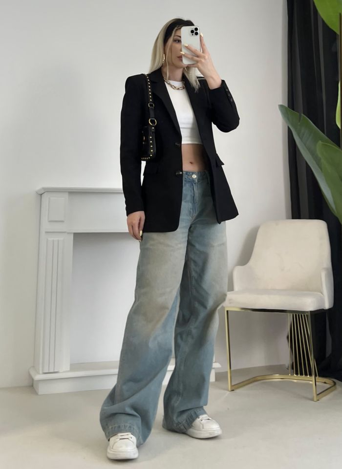 Eskitme Detay Baggy Jean