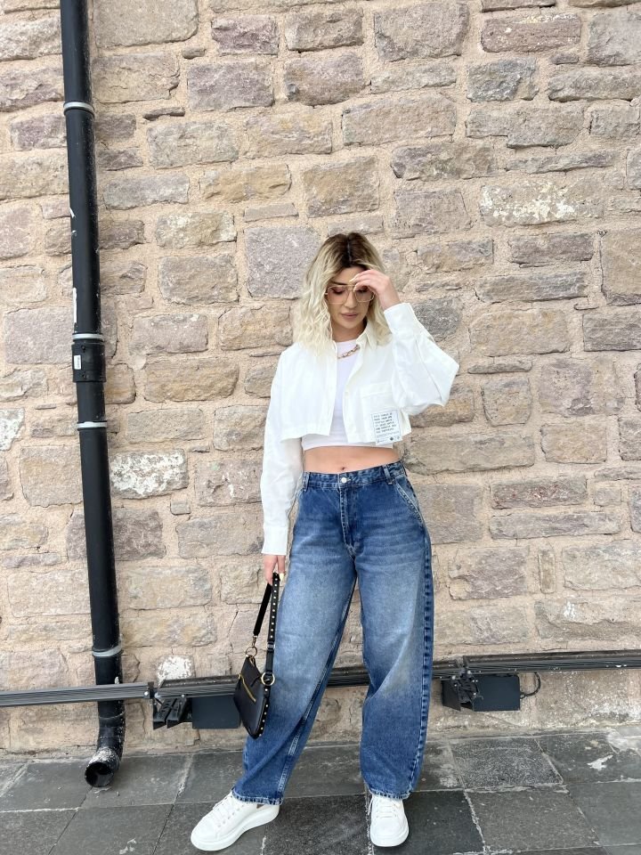 Koyu Lacivert Baggy Jean