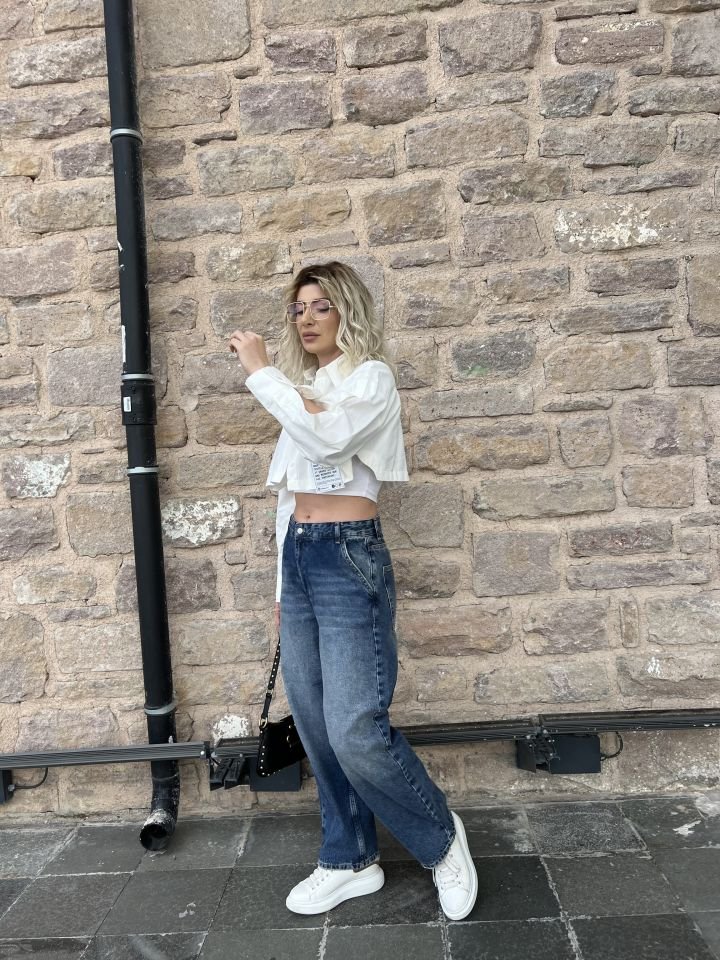 Koyu Lacivert Baggy Jean