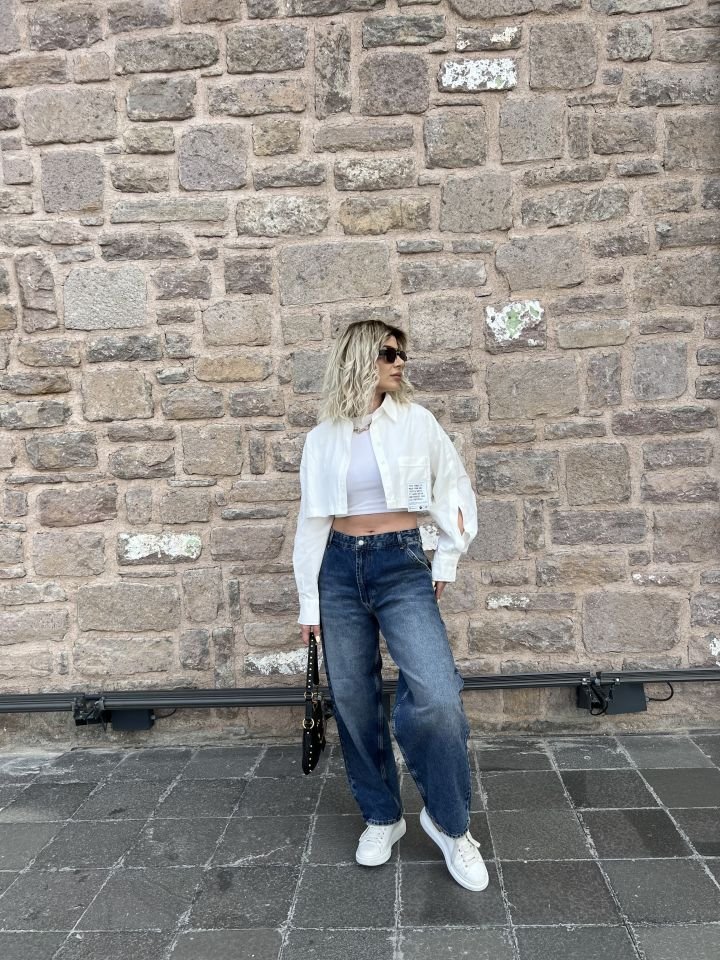 Koyu Lacivert Baggy Jean