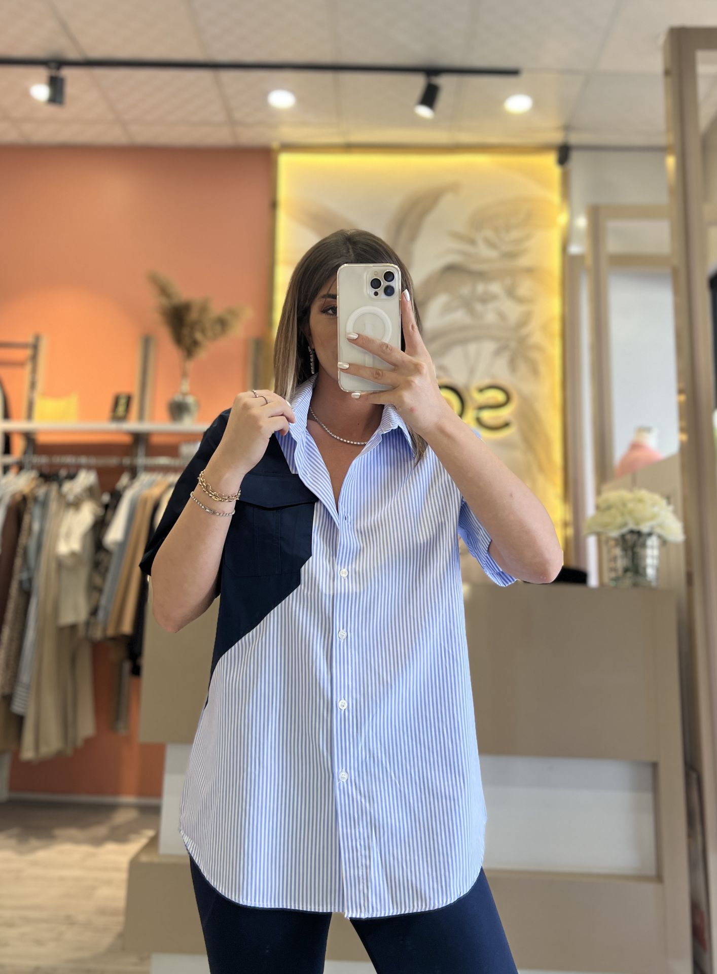 Paraşüt Kumaş Detaylı Poplin Gömlek