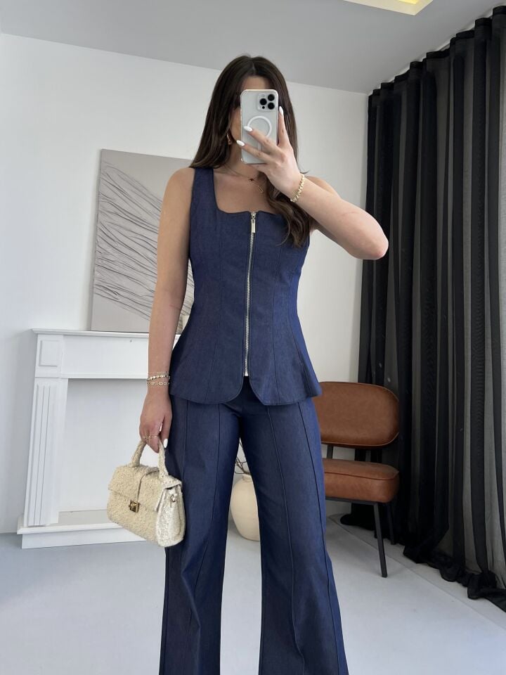 Gabardin Fermuarlı Kot Takım