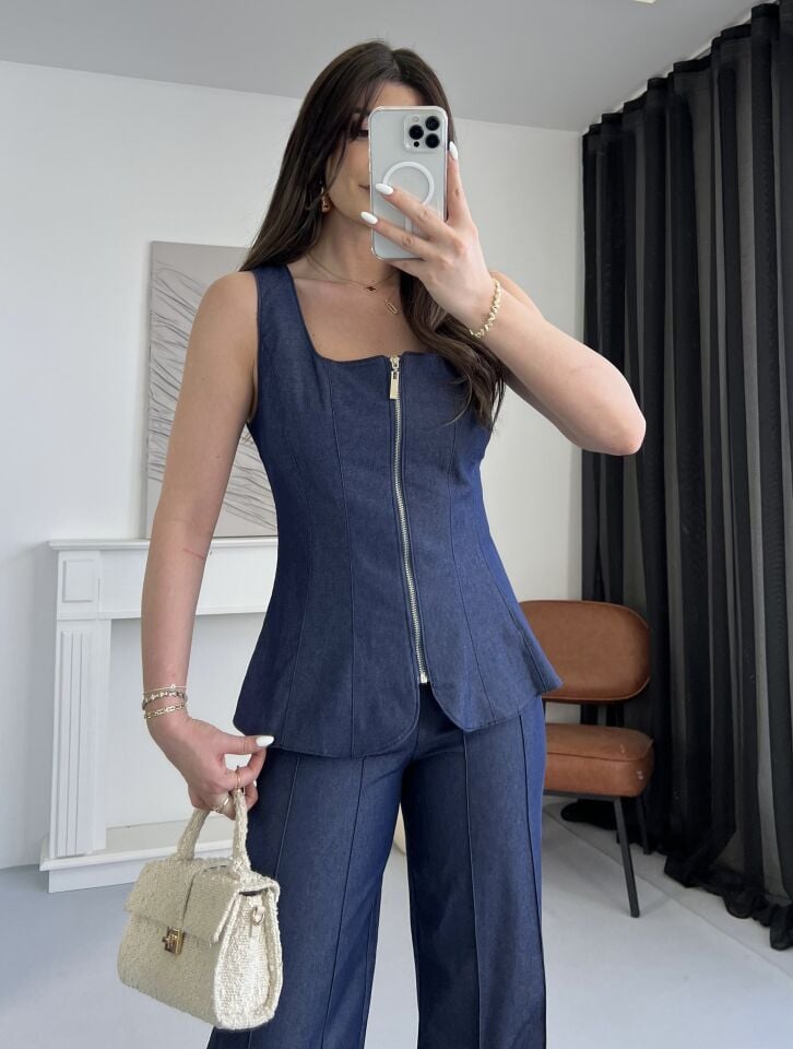 Gabardin Fermuarlı Kot Takım