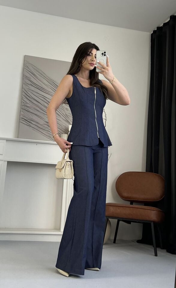 Gabardin Fermuarlı Kot Takım