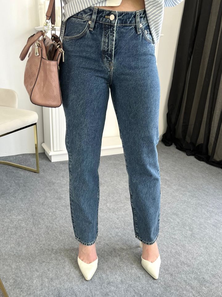 Lacivert Wide Leg Kalıp Jean Pantolon