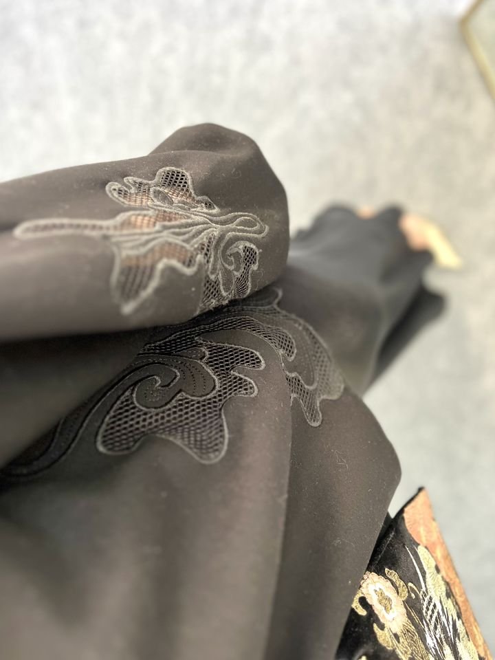 Siyah Modal Kumaş Petek Detay Sweatshirt