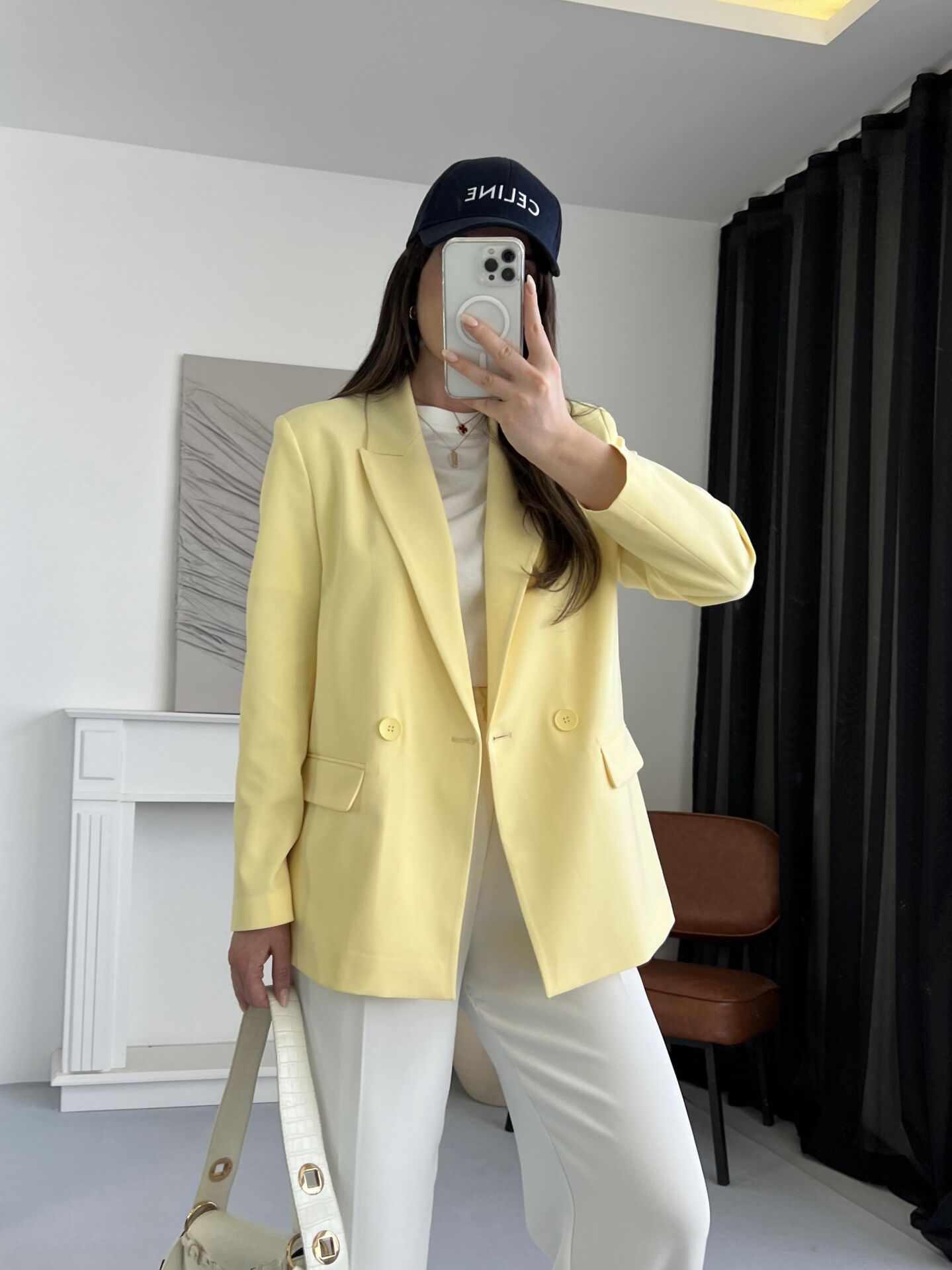 Kruvaze Sarı Blazer Ceket