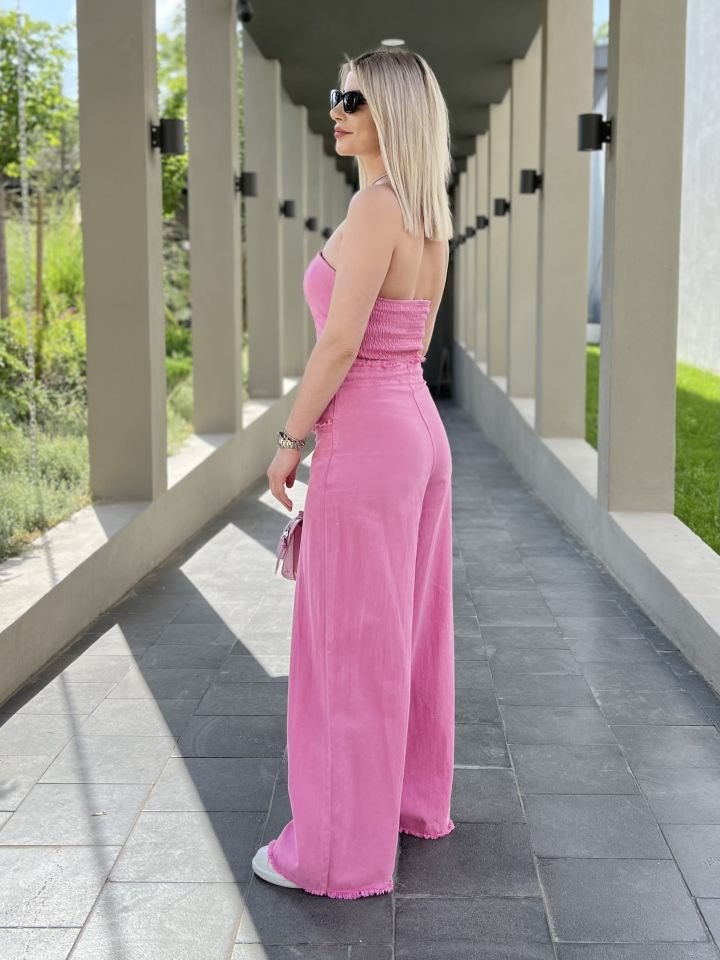 Pembe Asimetrik Kesim Jean Takım