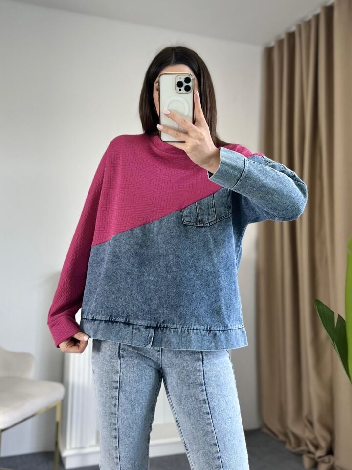 Pembe Jean Detay Sweatshirt