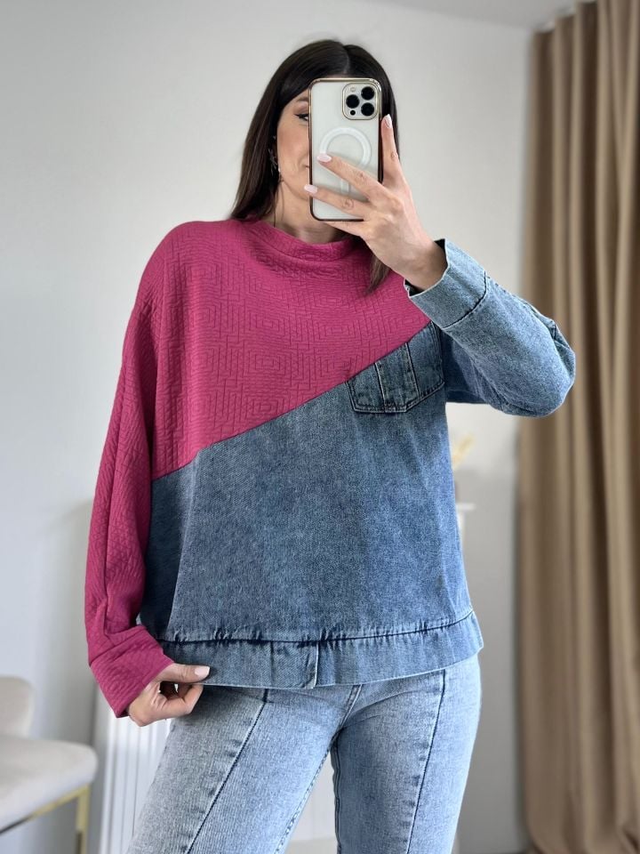 Pembe Jean Detay Sweatshirt