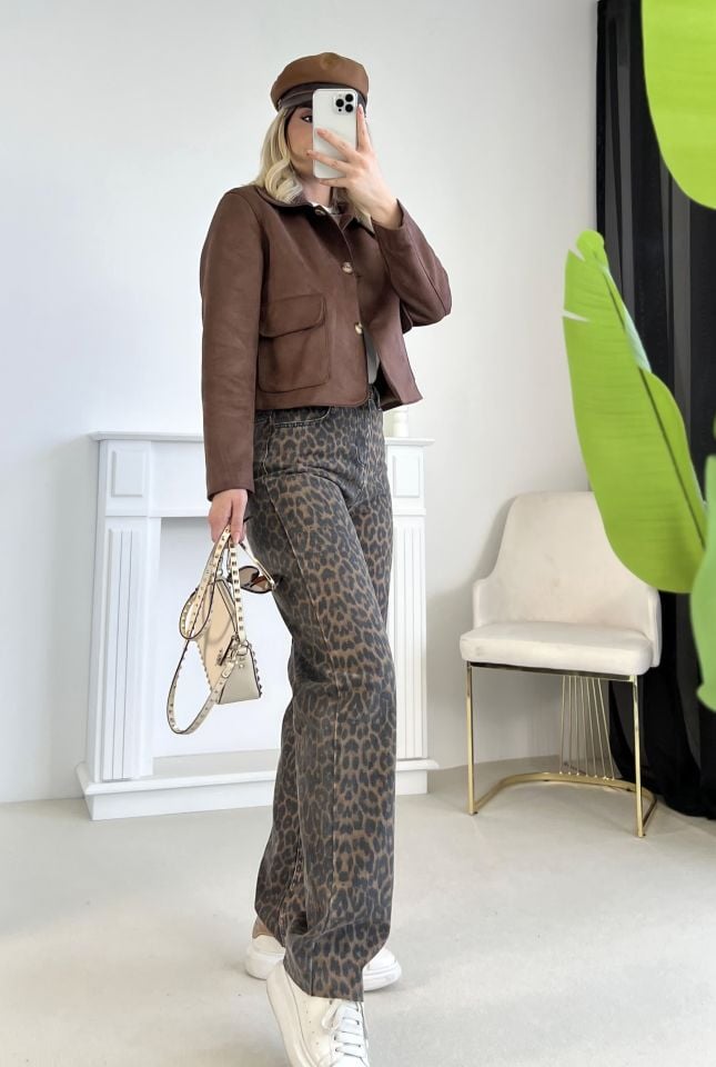 Leopar Desen Straight Jean