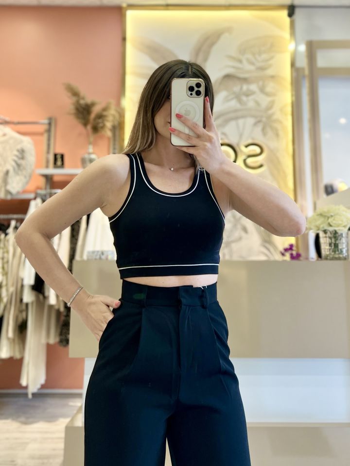 Biye Detay Siyah Crop