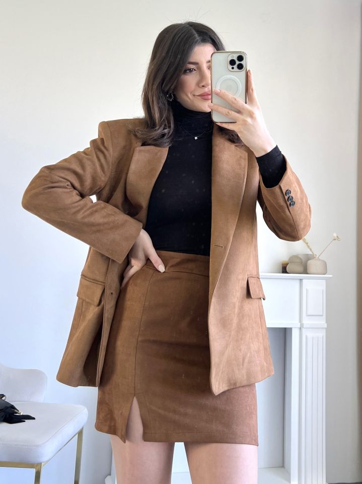 Taba Süet Blazer Ceket