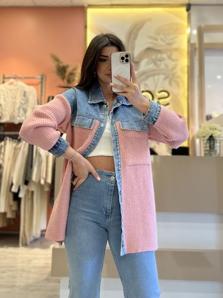 Pembe Jean Detay Ceket