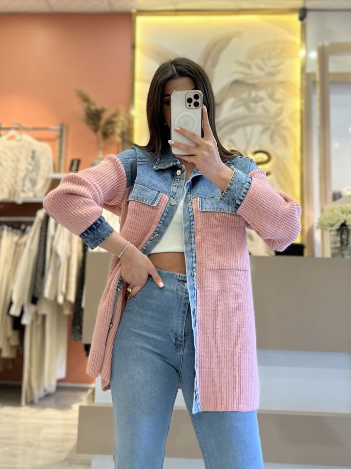 Pembe Jean Detay Ceket