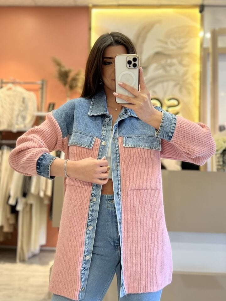 Pembe Jean Detay Ceket