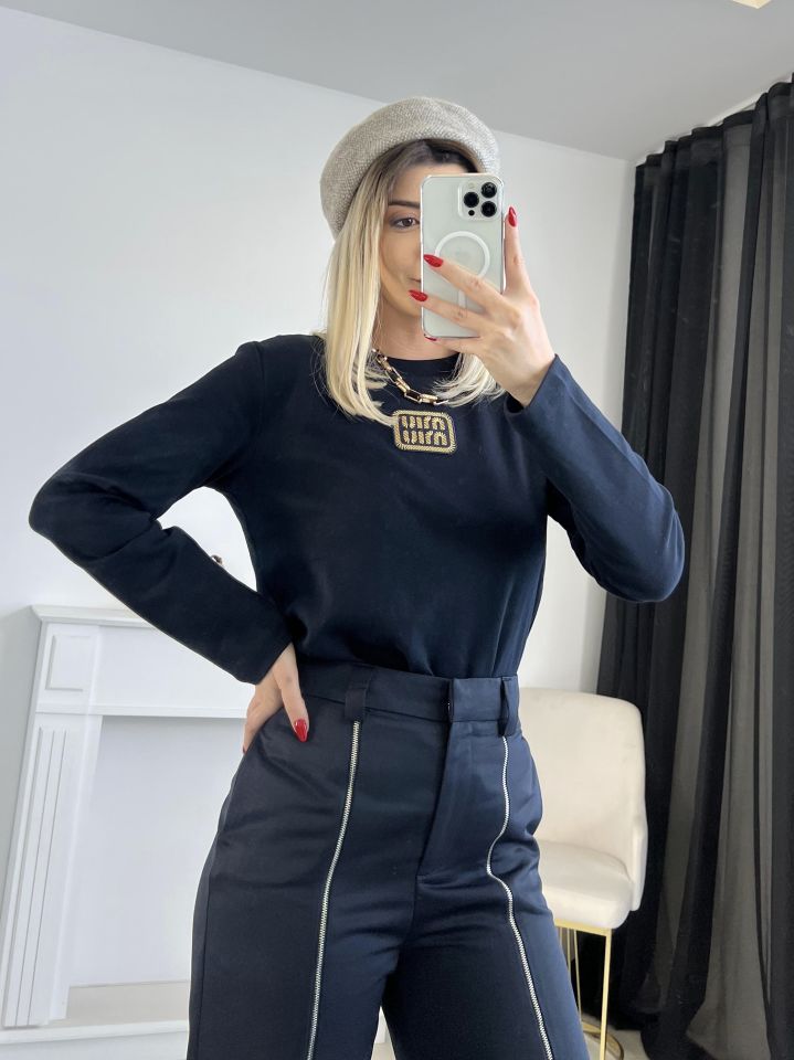 Orj Marka Nakış Detay Sweatshirt