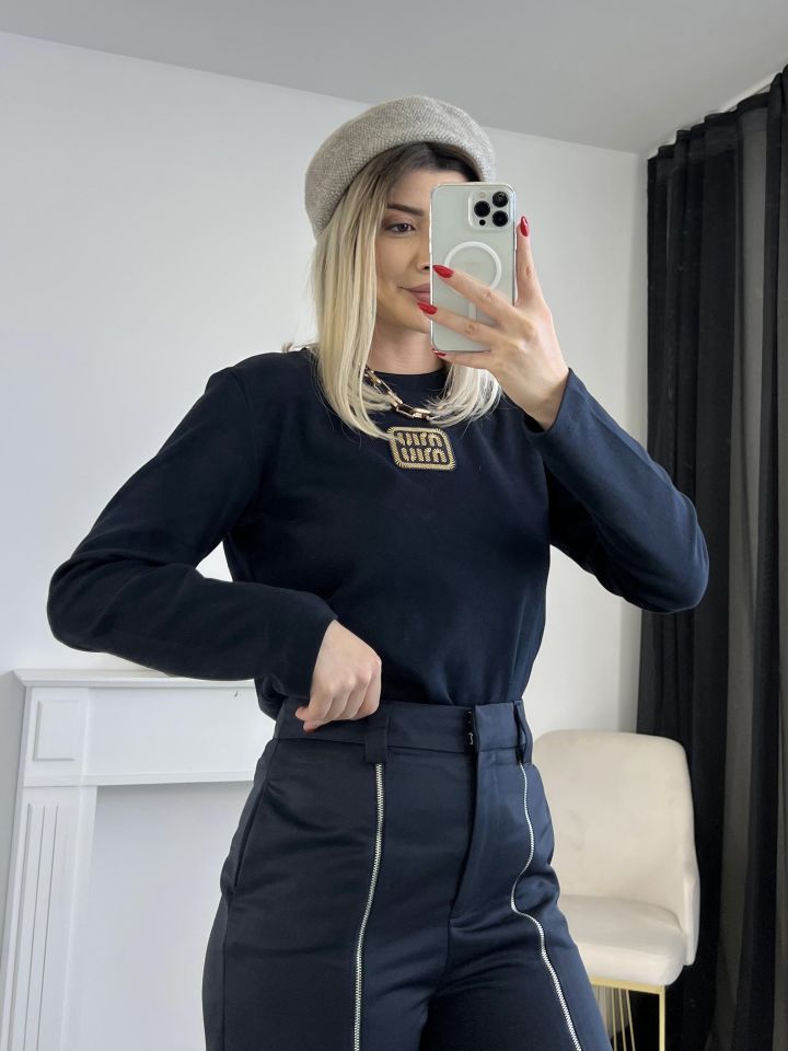 Orj Marka Nakış Detay Sweatshirt