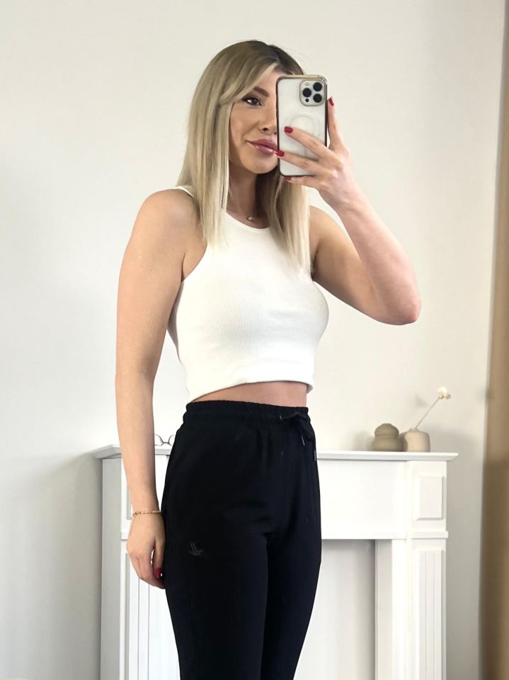 Bisiklet Yaka Ekru Crop