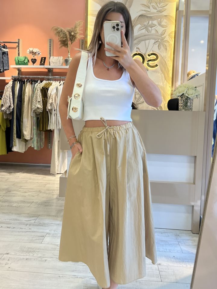 Paraşüt Kumaş Camel Pantolon Etek