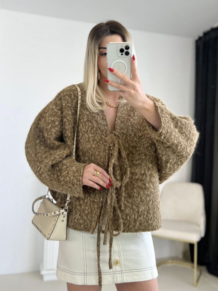 Açık Kahve Oversize Yün Ceket