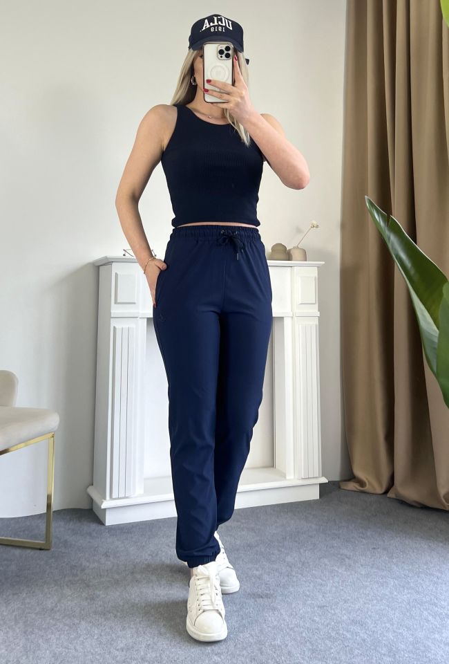 Beymen Lacivert Beli Lastikli Pantolon