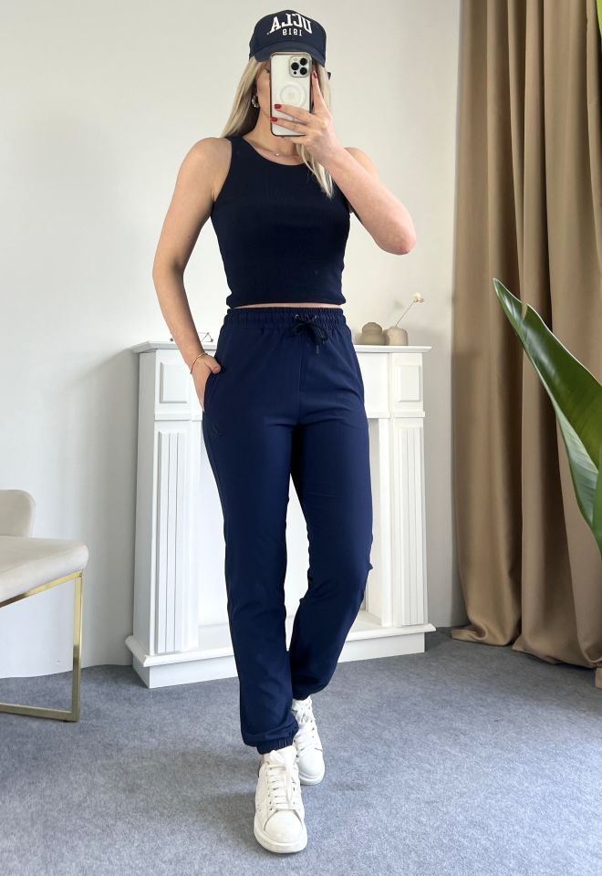 Beymen Lacivert Beli Lastikli Pantolon
