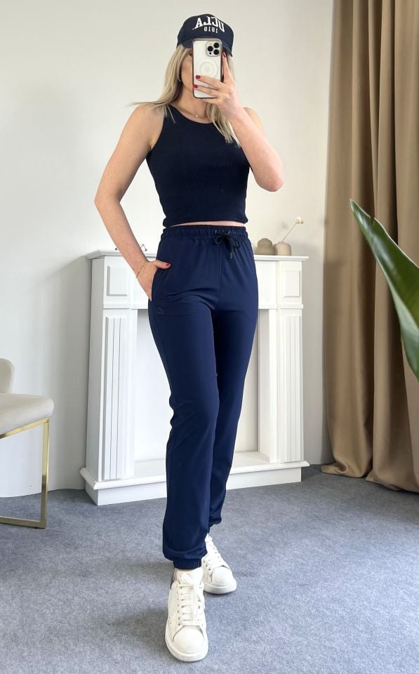 Beymen Lacivert Beli Lastikli Pantolon