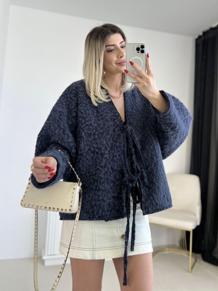 Lacivert Oversize Yün Ceket