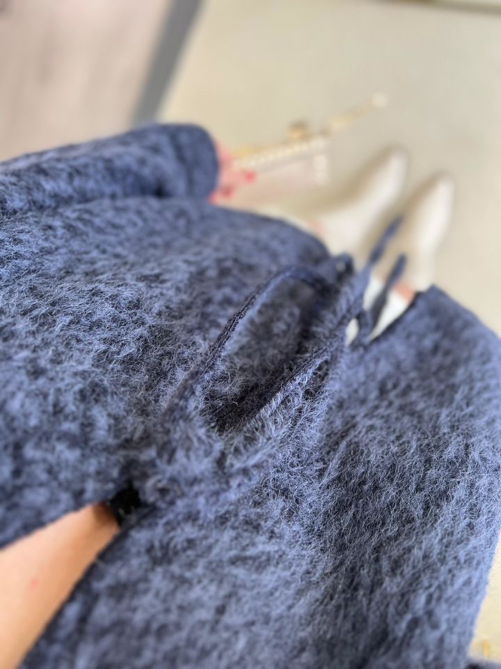 Lacivert Oversize Yün Ceket