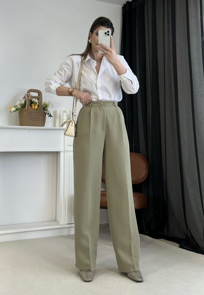 Haki Palazzo Pantolon XL