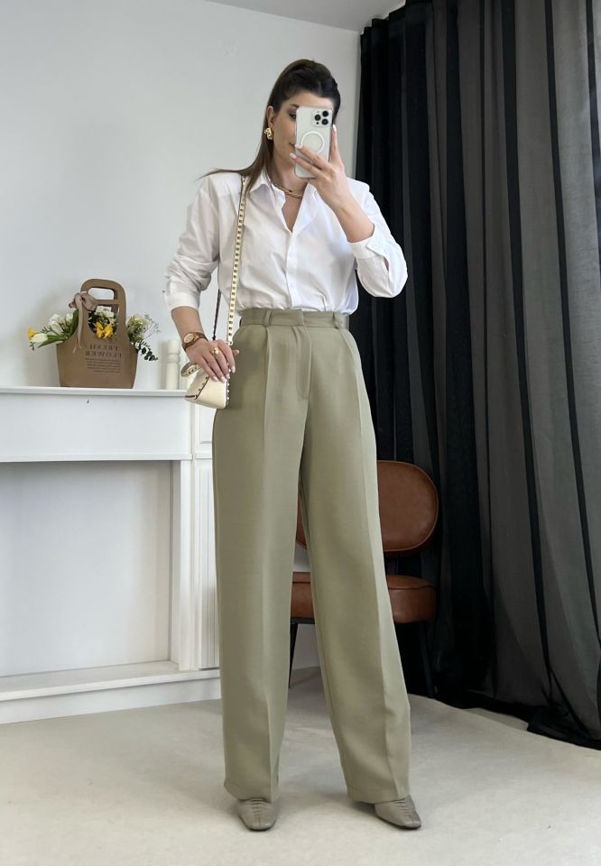 Haki Palazzo Pantolon XL