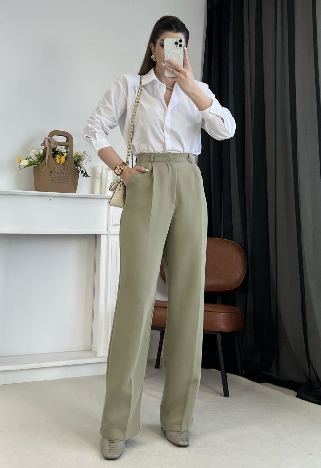 Haki Palazzo Pantolon XL