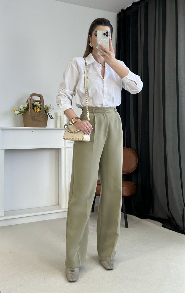 Haki Palazzo Pantolon XL