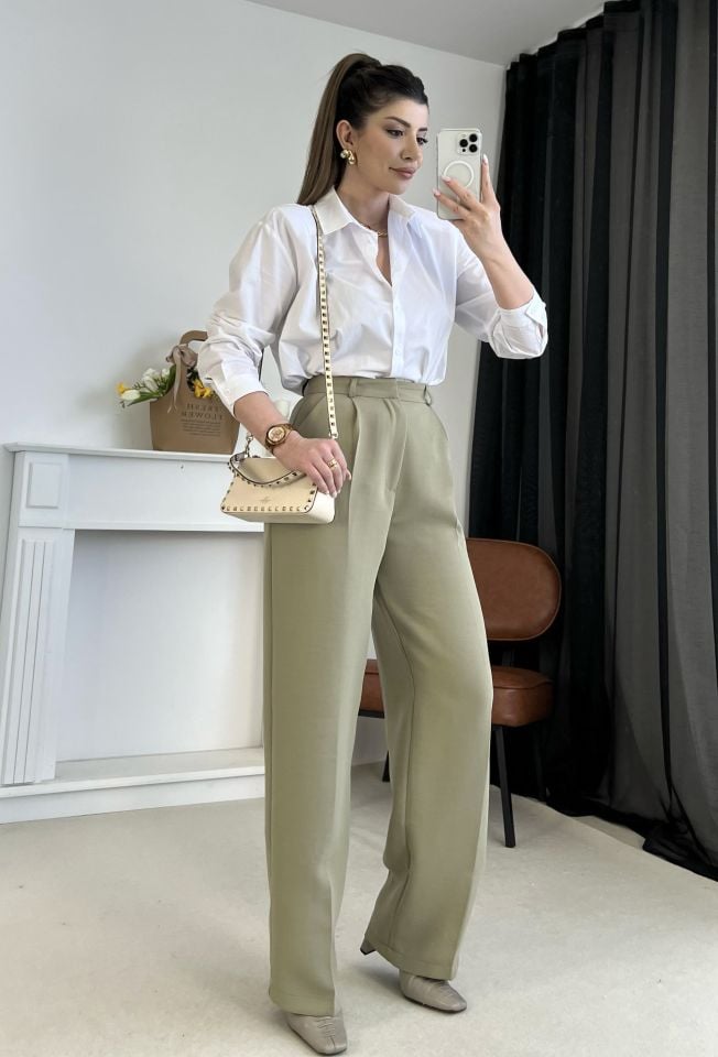 Haki Palazzo Pantolon XL