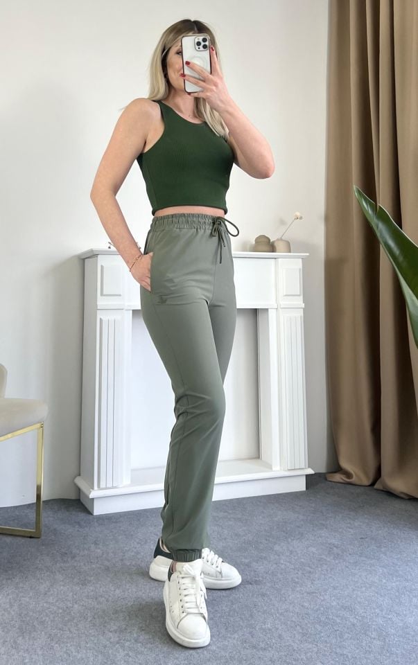 Beymen Haki Beli Lastikli Pantolon