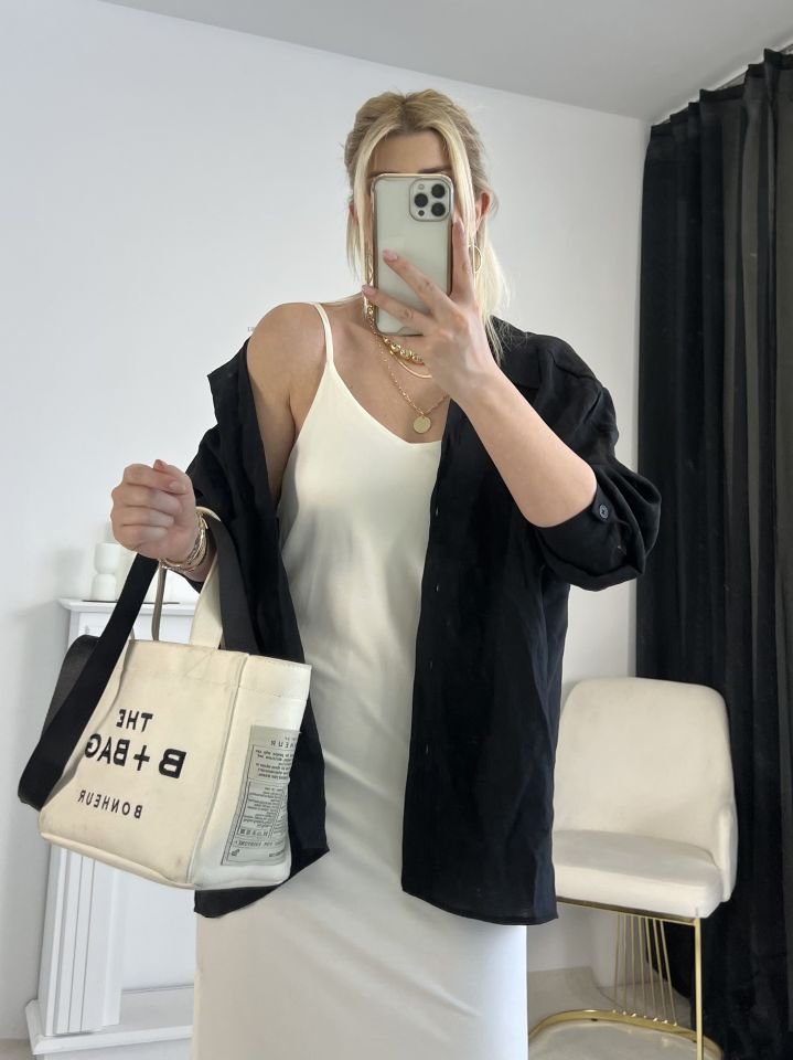 Siyah Oversize Tensel Gömlek