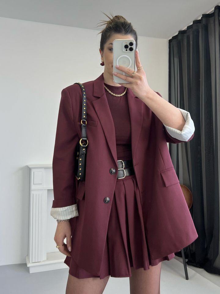 Bordo Oversize Premium Blazer Ceket