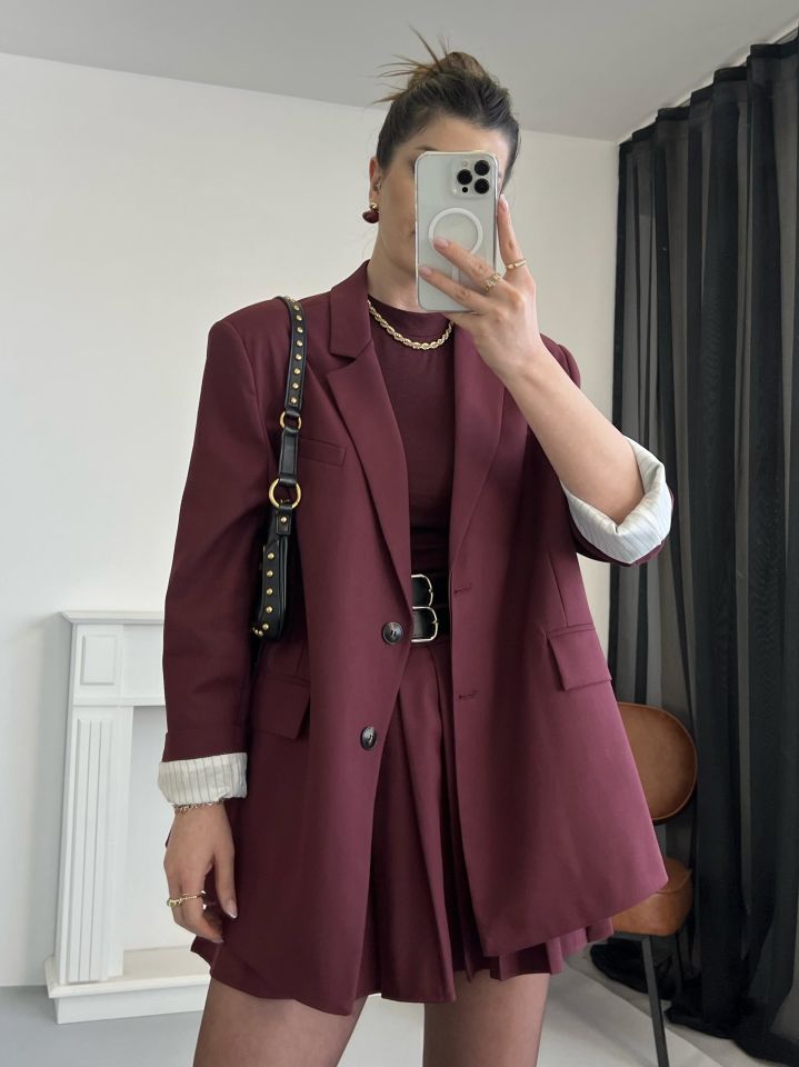 Bordo Oversize Premium Blazer Ceket