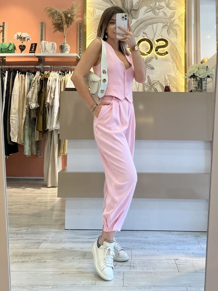 Pembe Premium Şalvar Kesim Pantolon