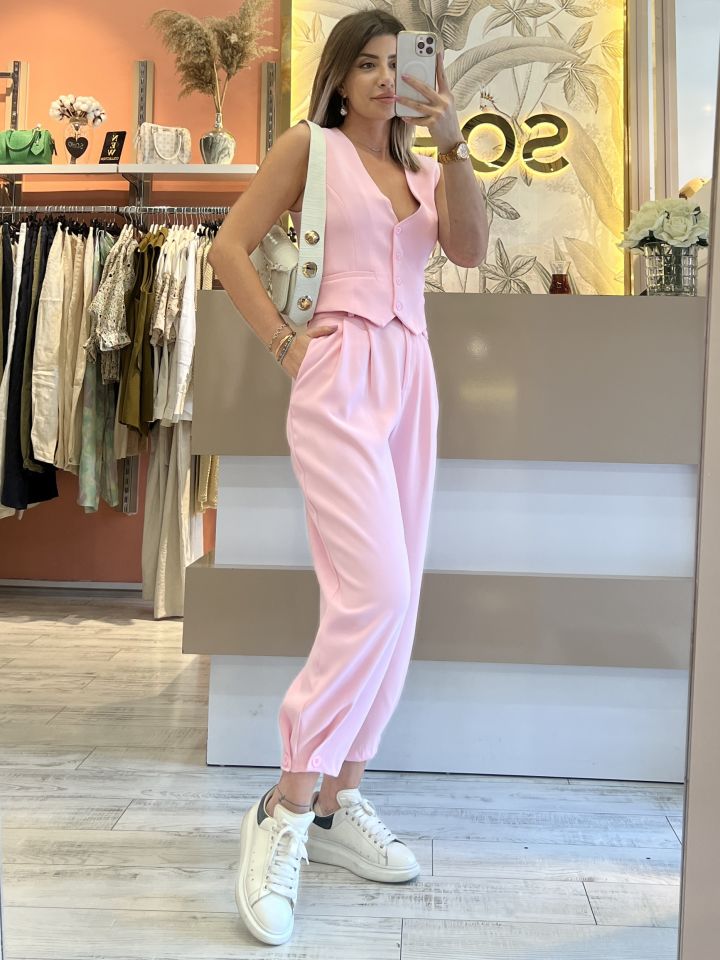 Pembe Premium Şalvar Kesim Pantolon