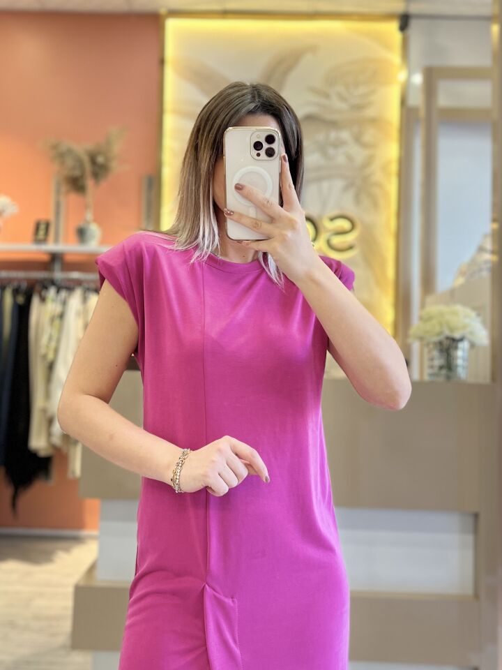 Modal Kumaş Pembe Elbise