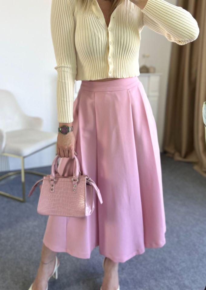 Pembe Cepli Kloş Etek