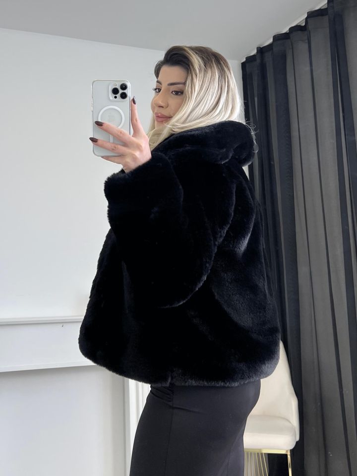 Siyah Premium Peluş Kürk