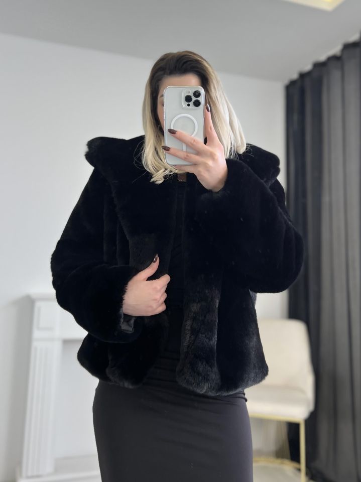 Siyah Premium Peluş Kürk