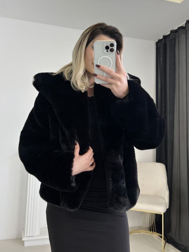 Siyah Premium Peluş Kürk