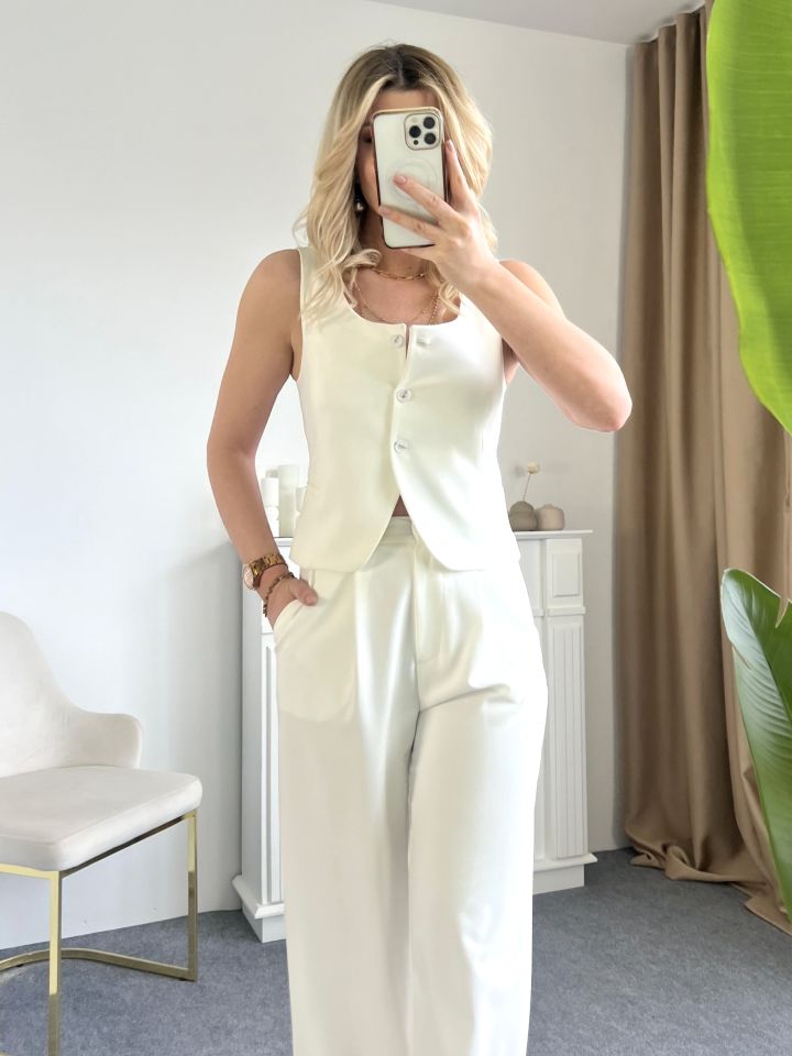 Ekru Premium Yelek Pantolon Takım