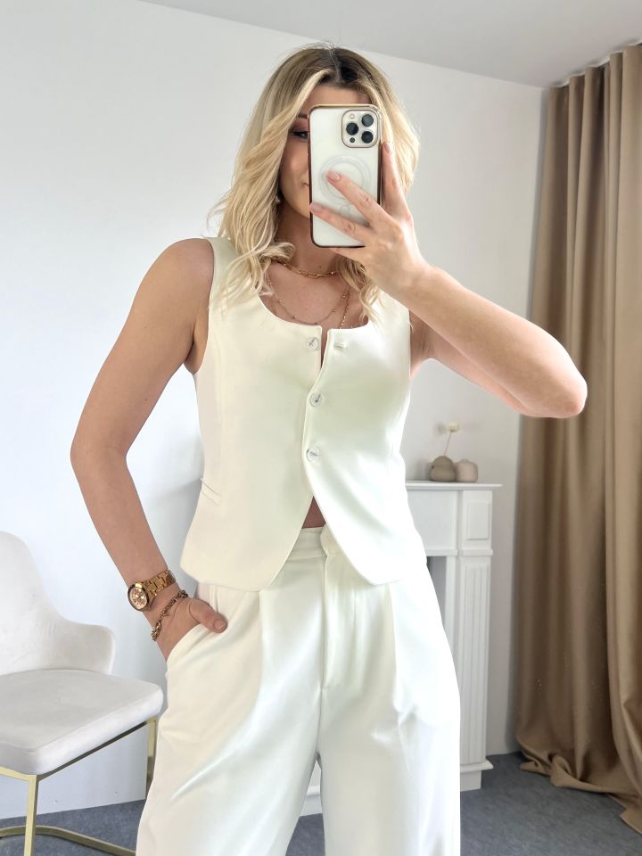 Ekru Premium Yelek Pantolon Takım